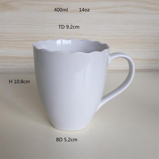 Lightweight Microwavable 14oz White Ceramic Mugs , 400ml Fine Bone