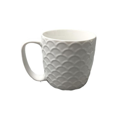 Honeycomb Point Height 9cm White Ceramic Mugs With FDA Certificate