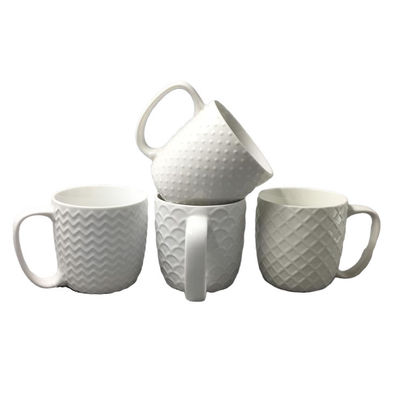 Honeycomb Point Height 9cm White Ceramic Mugs With FDA Certificate