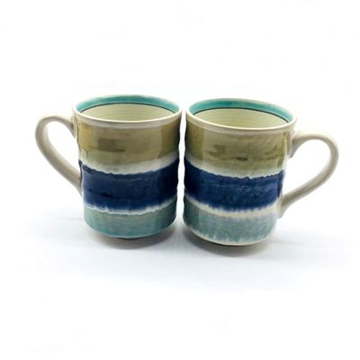 21OZ Stoneware Hand Made	Ceramic Drinking Mugs Whit Texture Inside