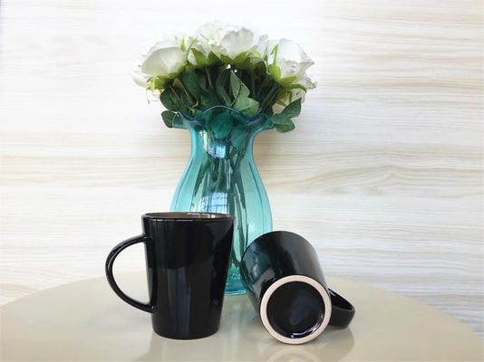 Microwave Safe Lightweight 16OZ Custom Ceramic Mugs Black Smooth Surface