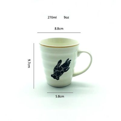 White Cartoon 9Oz Ceramic Coffee Mugs With Handgrip Dishwasher Safe