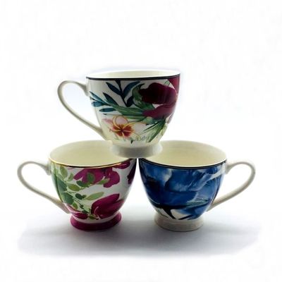 Luxury 400ml 14oz Gold Rimmed Coffee Mugs , Microwave Safe Ceramic Mug