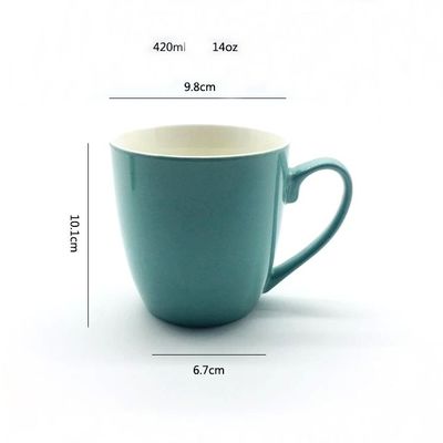 Light Weight Colored 420ml 14 Oz Ceramic Coffee Mugs For Birthday Gifts