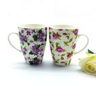 CE Drum Shaped Flower Pattern Pottery Coffee Cups , 330ml Coffee Cup