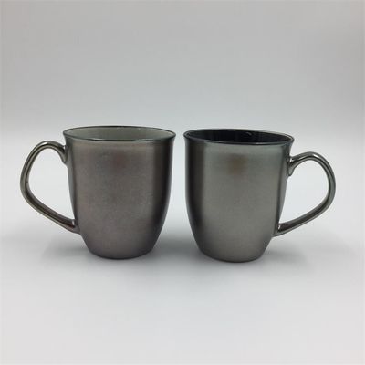 Matte Black Gold Crackle Glaze Large Ceramic Stoneware Mugs