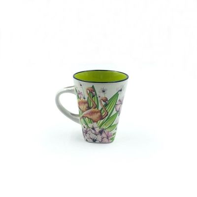 10oz 10.8cm Height Ceramic Coffee Mugs With Spoon Hand Drawn