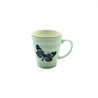 White Cartoon 9Oz Ceramic Coffee Mugs With Handgrip Dishwasher Safe