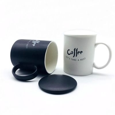 Promotional 300ml 10Oz Ceramic Coffee Mug With Lid Easy To Grasp