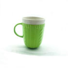 Green Red 12Oz 350ml Ceramic Drinking Mugs Embossed Knit Pattern