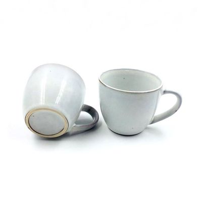 7 Oz Reactive Glazed Mini Silk-Screen Stoneware Tea Cup With Handle