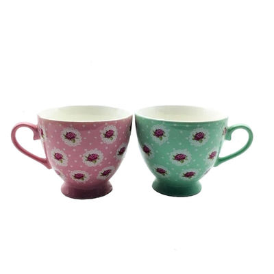 400ml Colorful Glazed Ceramic Coffee Tumbler , 14 Ounce Coffee Mugs