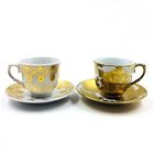3OZ Luxury Coffee Cups And Saucers Set LFGB Approve With Gold Handle