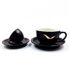 11oz Exquisite Printing Ceramic Cup And Saucer Set Stylish For Cafes
