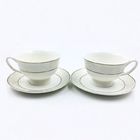 7OZ Gold Rim Ceramic Cup And Saucer Set ,  Stoneware Cup And Saucer With CE Approval