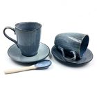 7oz  Colored Crack Glaze Ceramic Tea Cup And Saucer Set As Gifts