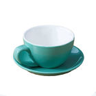 Customized Glazed Blue Ceramic Cup And Saucer Set Modern EEC Approve