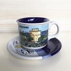 Unique 220ml 8oz Modern Cup And Saucer Glazed With Great Wall Pattern