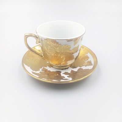 Customized 200ml Ceramic Cup And Saucer Set Flower Pattern Small Size