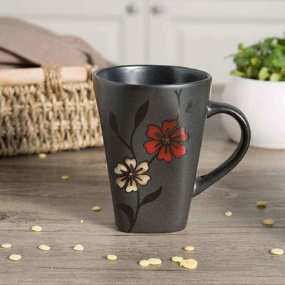 EEC Glaze Black Ceramic Dinnerware Reactive With Flower Patten