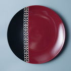 Matte Black And Red 8 Inch Plate Porcelain Dinnerware Set Square