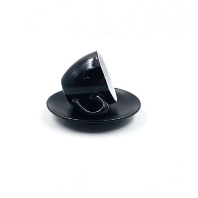 FDA Standard Microwave Safe Ceramic Cup And Saucer Set Black Color