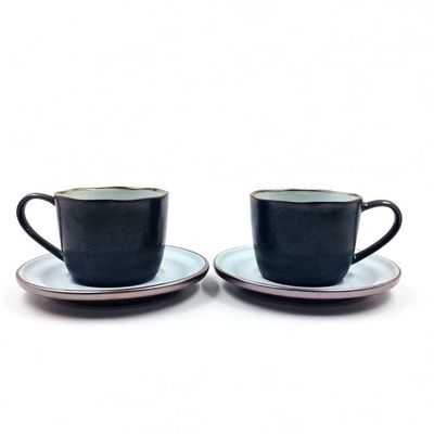 Nordic Style 6oz 175ml Ceramic Mug And Saucer , Stoneware Espresso Cups Set