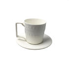 Luxury EEC Standard Embossed White Teacup And Saucer For Afternoon Tea