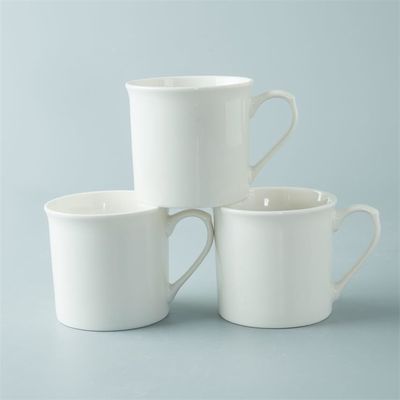 Single Layer Promotional 8oz 250ml White Ceramic Mugs , Bone China Latte Mugs