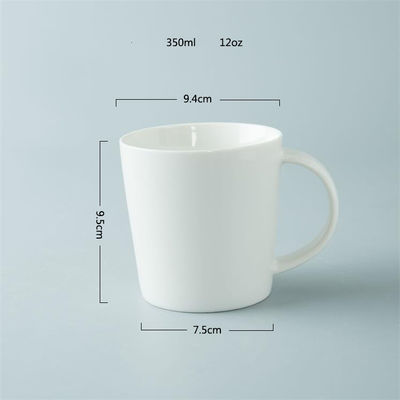 Single Layer 350ml White Ceramic Espresso Cups , 12 Ounce Coffee Cup