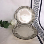 Durable Embossed Ceramic Pasta Plate Thick With Brown Rim Lace