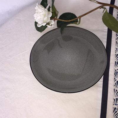 AB Grade Microwavable Matte Black Pottery Dinner Plates For Pasta