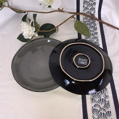 AB Grade Microwavable Matte Black Pottery Dinner Plates For Pasta