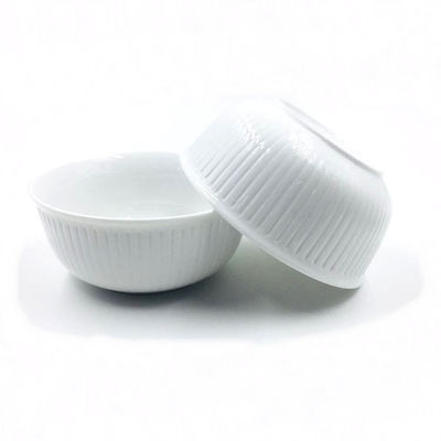 White Lightweight Embossed Ceramic Serving Bowls 6 Inch For Rice