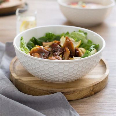 FDA Certificate Multifuntional Ceramic Serving Bowls Honeycomb Point Relief