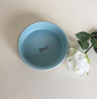 FDA Certified Height 3.5cm Ceramic Pet Food Bowl Hand Painted