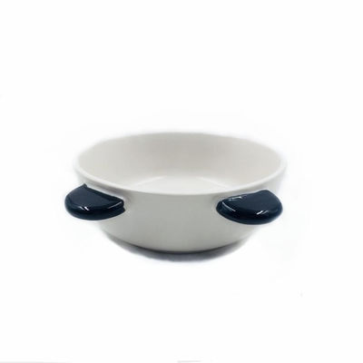 Double Ear 4.5 Inch Ceramic Pet Food Bowl Cute Black For Dog