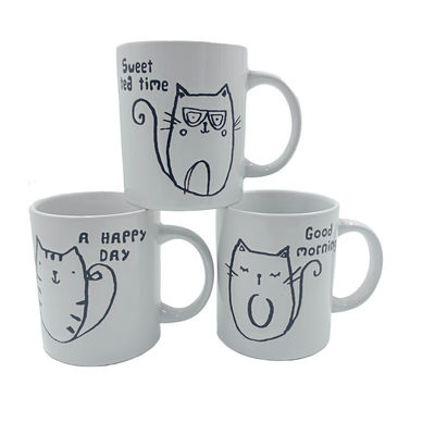 FDA Certification OEM White Glazed Custom Embossed Mugs For Milk