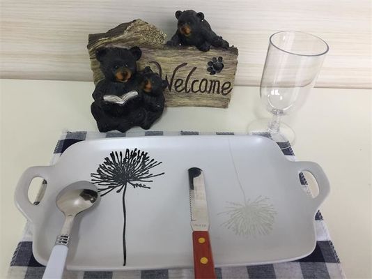 Matte Glazed Reusable Pottery Dinner Plates Rectangular With Double Ear
