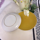 Unicolor Yellow Glazed Pottery Dinner Plates 8 Inch For Spaghetti