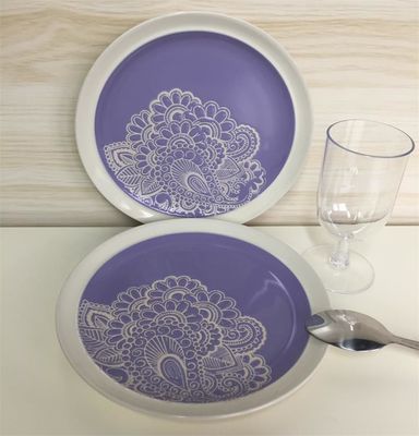Hand Painted Personalized Ceramic Family Plates CE Approve Purple Glazed