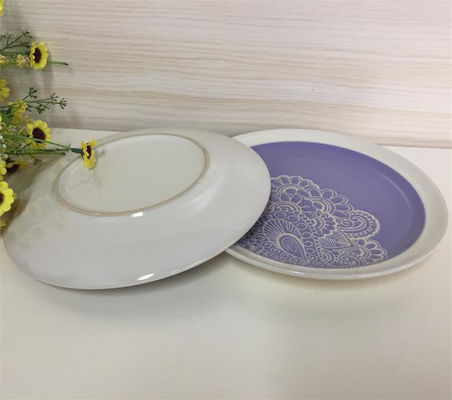 Hand Painted Personalized Ceramic Family Plates CE Approve Purple Glazed