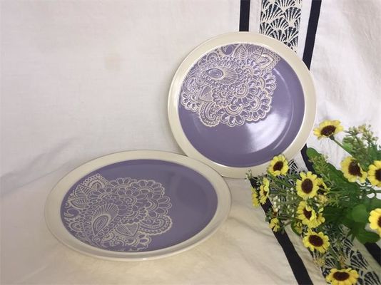 Hand Painted Personalized Ceramic Family Plates CE Approve Purple Glazed