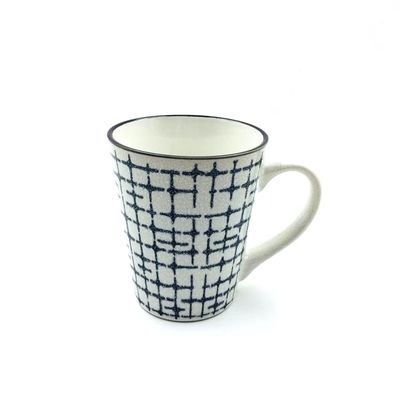 Geometric Pattern Hand Painted 350ml Ceramic Coffee Mugs SGS Approve