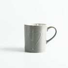 Dishwasher Safe Glazed 10 Oz Porcelain Coffee Cups Grey As Birthday Gift