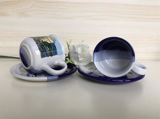 Unique 220ml 8oz Modern Cup And Saucer Glazed With Great Wall Pattern