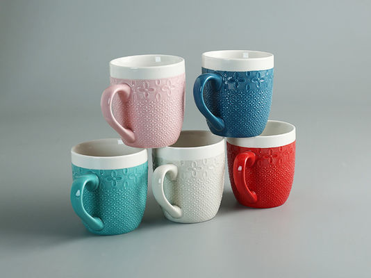 Colorful Glazed Ceramic Espresso Cup  With Embossed 3D