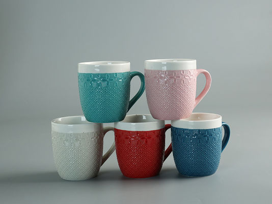 Colorful Glazed Ceramic Espresso Cup  With Embossed 3D