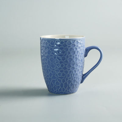 Colorful Glazed  Ceramic Mugs Honeycomb Relief Embossed Cup
