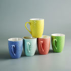 Colorful Glazed  Ceramic Mugs Honeycomb Relief Embossed Cup